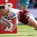 Jack Farrimond scores for Wigan Warriors against Hull KR in the Men's Challenge Cup final