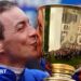 Wayne Lordan kisses the 1,000 Guineas trophy