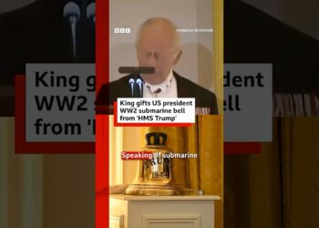 King Charles gifts US president WW2 submarine bell from ‘HMS Trump’. #DonaldTrump #BBCNews