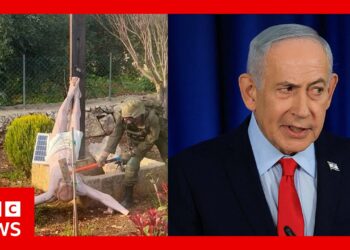Israeli soldier destroys Jesus statue in Lebanon | BBC News