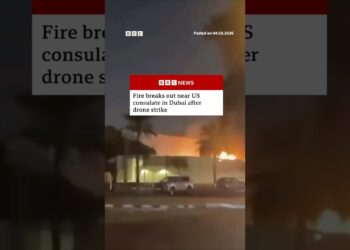Fire breaks out near US consulate in Dubai after drone strike. #Dubai #BBCNews|  BBC News