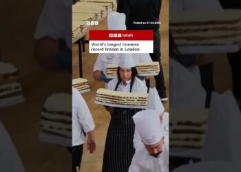 World’s longest tiramisu record broken in London. #London #Shorts #BBCNews