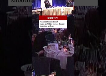 Man continues to eat salad as White House dinner shooting unfolds. #BBCNews