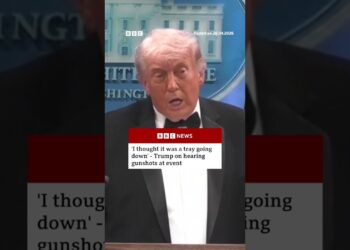Trump says he initially thought gunshots were the sound of a tray being dropped. #BBCNews