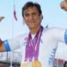 Alex Zanardi celebrates after winning a silver medal in the Team Relay event at the 2012 Paralympic Games. He also won two golds