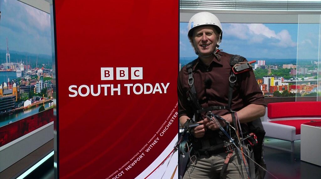 BBC South presenter learns to paraglide for air quality special
