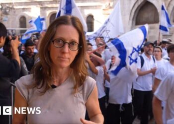 BBC on the ground during march through Jerusalem's Old City