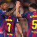 Marcus Rashford celebrates a goal for Barcelona