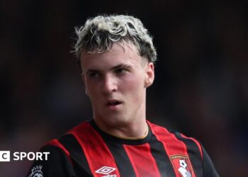 Alex Jimenez looks on during a Bournemouth match