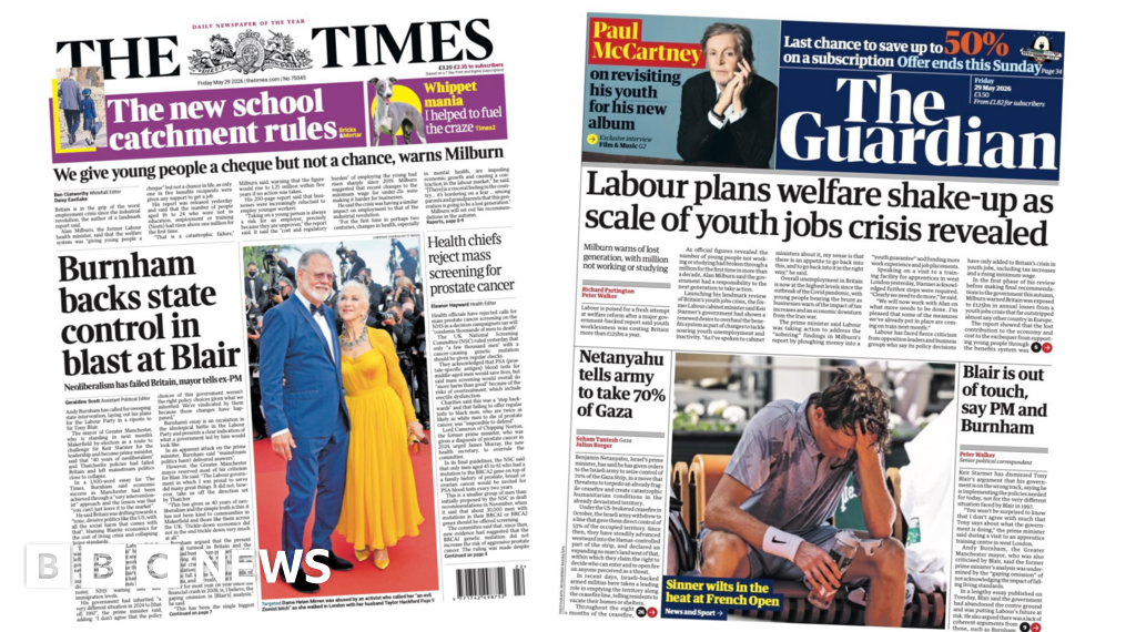 'Burnham's 'blast at Blair' and 'Labour plans welfare shake-up'