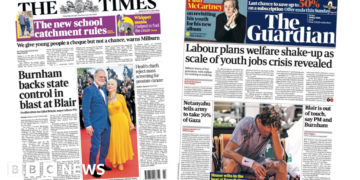 'Burnham's 'blast at Blair' and 'Labour plans welfare shake-up'