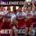 Bevan French celebrates his try for Wigan Warriors in the 2026 Challenge Cup final at Wembley Stadium
