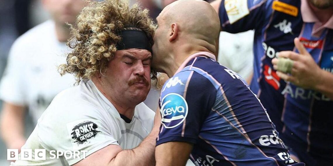 Alfie Barbeary is tackled high