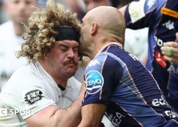 Alfie Barbeary is tackled high