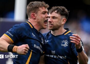 Garry Ringrose celebrates after scoring a try for Leinster against Toulon