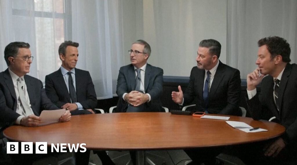 Colbert discusses his show’s end with late-night peers