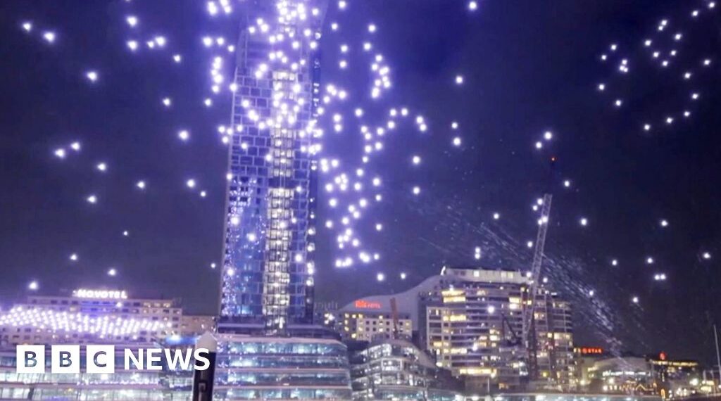 Dozens of drones crash into Sydney harbour after light show glitch