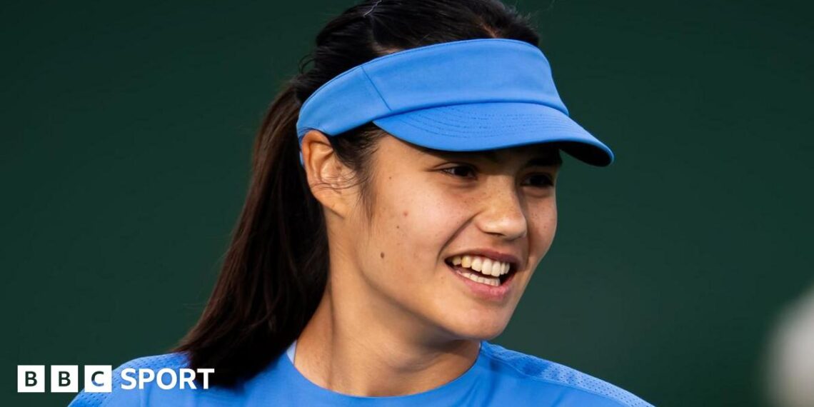Emma Raducanu in action at Indian Wells in March 2026