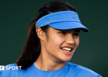 Emma Raducanu in action at Indian Wells in March 2026