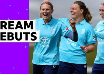 Jodi Grewcock, Dani Gibson, and Tilly Corteen-Coleman smile after their wickets in ODI against New Zealand
