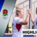 England players celebrate scoring a try