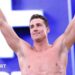 Kristian Gkolomeev celebrates winning the men's 50m freestyle at the Enhanced Games