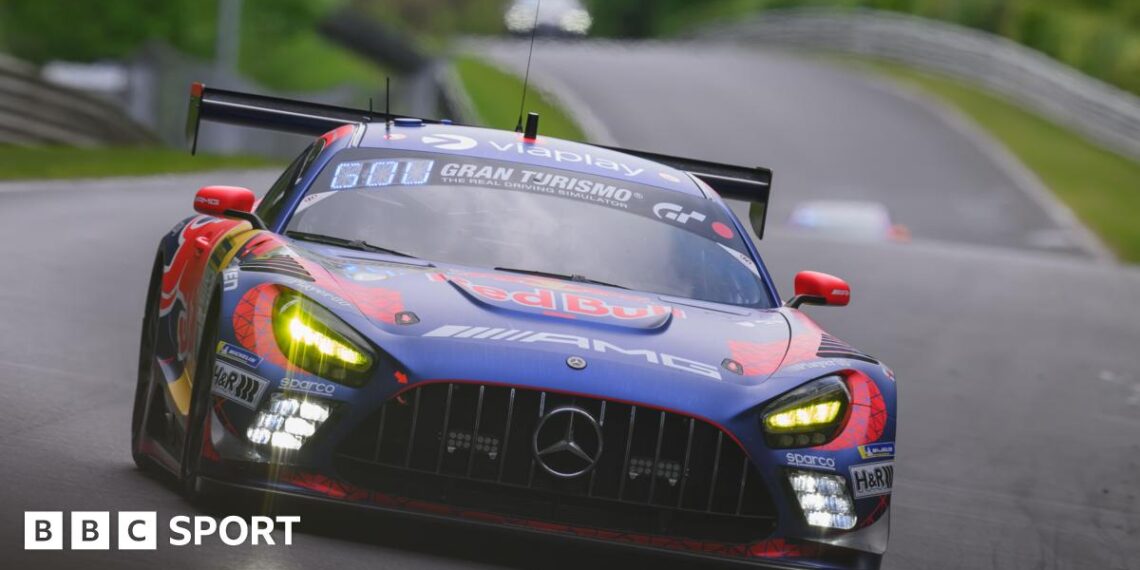 The Mercedes-AMG GT3 of Max Verstappen, Lucas Auer, Jules Gounon and Daniel Juncadella during the Nurburgring 24 Hours race