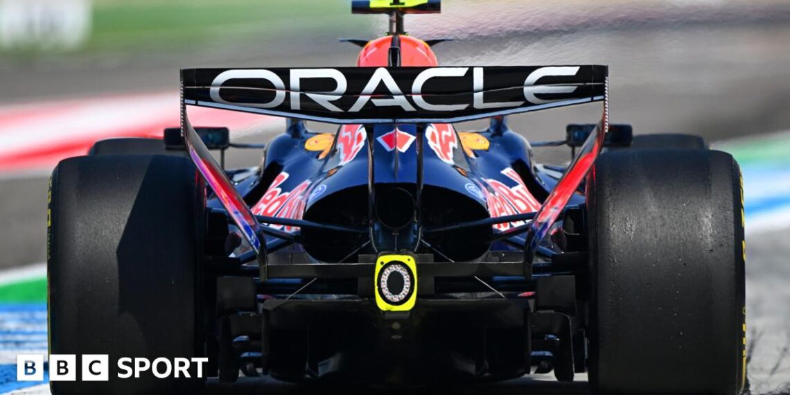 The rear of the Red Bull car, driven by Isack Hadjar