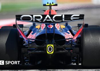 The rear of the Red Bull car, driven by Isack Hadjar