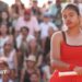 Emma Raducanu sighs as she watches the ball go past her for a winner at the 2026 French Open