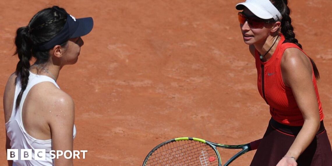 Germany's Tamara Korpatsch and China's Wang Xinyu clash during their French Open match