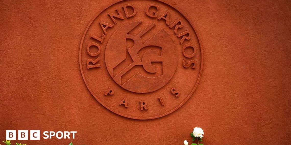 Roland Garros logo on display prior to the 2026 French Open at Roland Garros