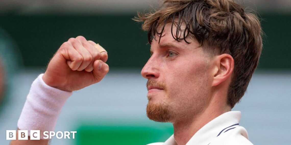 Great Britain's Toby Samuel celebrates winning in French Open qualifying