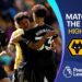 Antonee Robinson celebrates scoring his Fulham's first goal with teammates during the Premier League against Wolves
