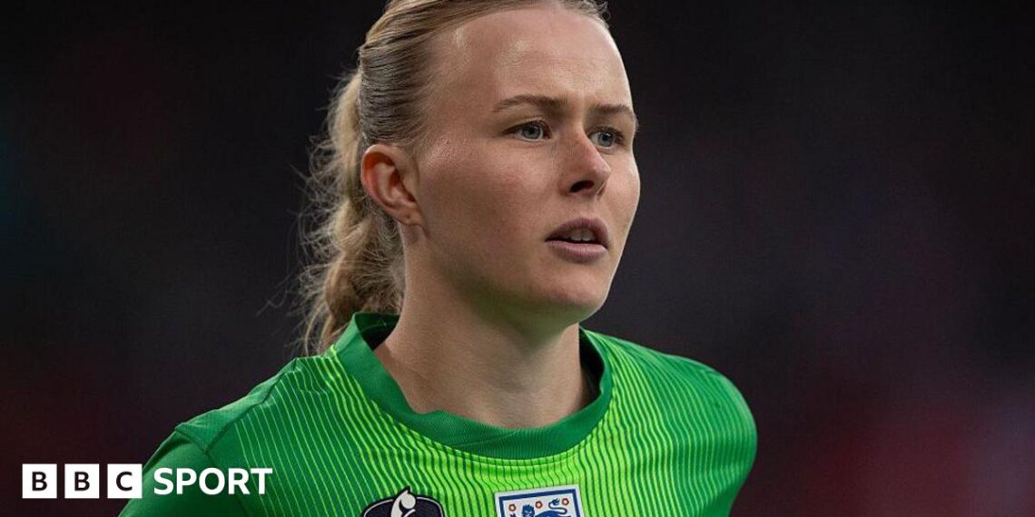 Hannah Hampton in action for England