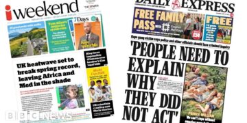 'Heat leaves Africa and Med in shade' and 'Can't cope without Catherine'