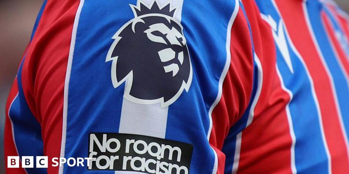 The Premier League badge is visible during the Premier League match between Crystal Palace and Leeds United