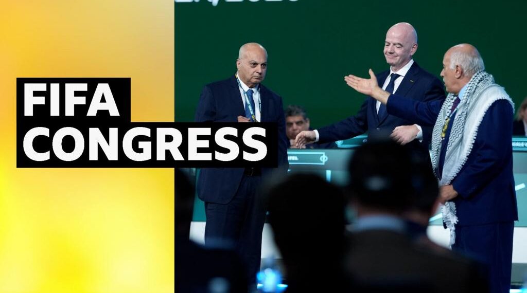 Palestine FA president refuses to shake hands with Israeli FA vice-president at Fifa Congress