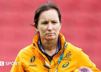 Jo Yapp watches on while coaching Australia in a training session ahead of the 2025 Women's World Cup