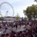 London Marathon runners with the London Eye in the background