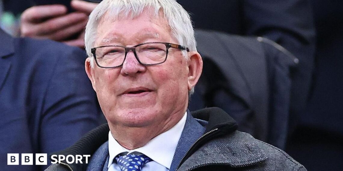 Sir Alex Ferguson pictured during the Scotland and Ivory Coast match at Everton's Hill Dickinson Stadium in March 2026