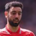 Bruno Fernandes playing for Manchester United, wearing the club's red kit