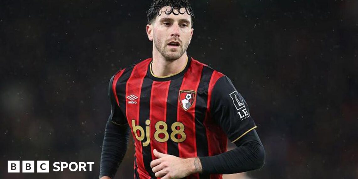 Marcos Senesi running while playing for Bournemouth