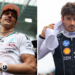A split image of Kimi Antonelli and Charles Leclerc
