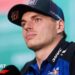 Red Bull's Max Verstappen speaking into an F1-branded microphone at the Miami Grand Prix