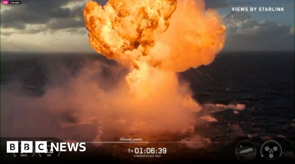 Moment SpaceX rocket explodes in the Indian Ocean after splashdown