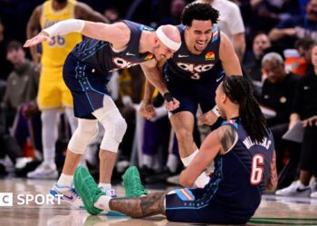 Orlando Magic players celebrate