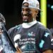 Jalen Hurts with with the Vince Lombardi Trophy after the Philadelphia Eagles beat the Kansas City Chiefs in the 2025 Super Bowl
