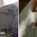 Police officer catches baby thrown from window of house on fire
