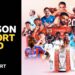 A BBC Sport graphic features the Premier League trophy, 20 players from different teams and the words 'Season report card'